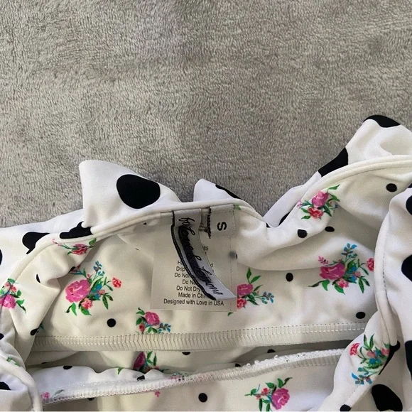 New! For love and lemons rosewater floral polka dot bikini bottoms 24363 - Picture 5 of 10